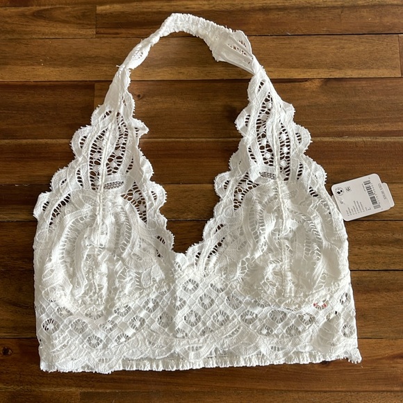 Free People Adella Lace Halter Bralette Ivory - Picture 2 of 12
